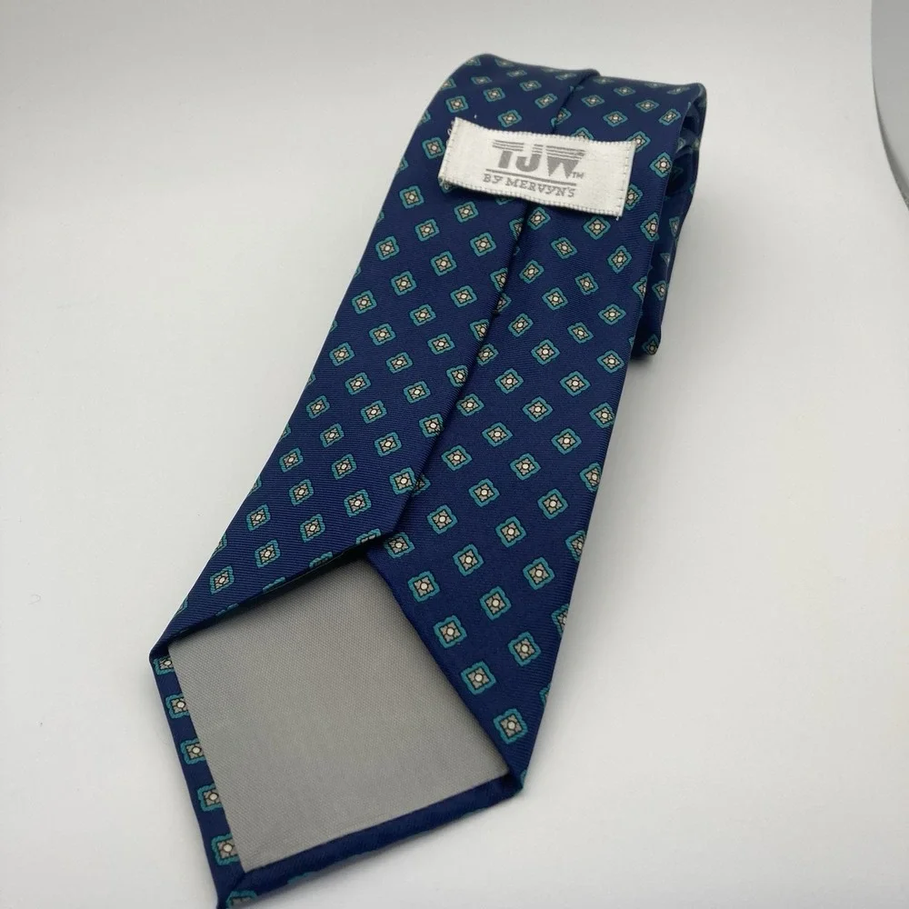 TJW BLUE EXECUTIVE SILK DESIGNER MENS‎ NECK TIE Classic Length